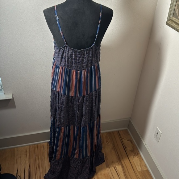 Chance for Fate tiered mixed print Boho casual maxi dress Sz L - Picture 5 of 9